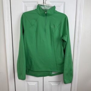 The North Face‎ VaporWick Women's Large Green 1/2 Zip Pullover Floral Sleeve